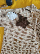 Load image into Gallery viewer, Handmade Crocheted spilled coffee luxury button up
