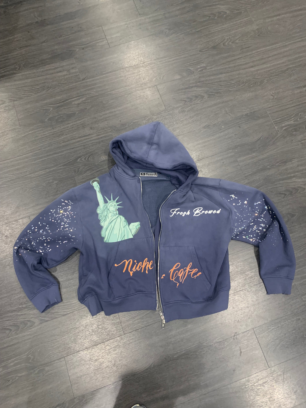 Blue NY edition rhinestone hoodie (limited)