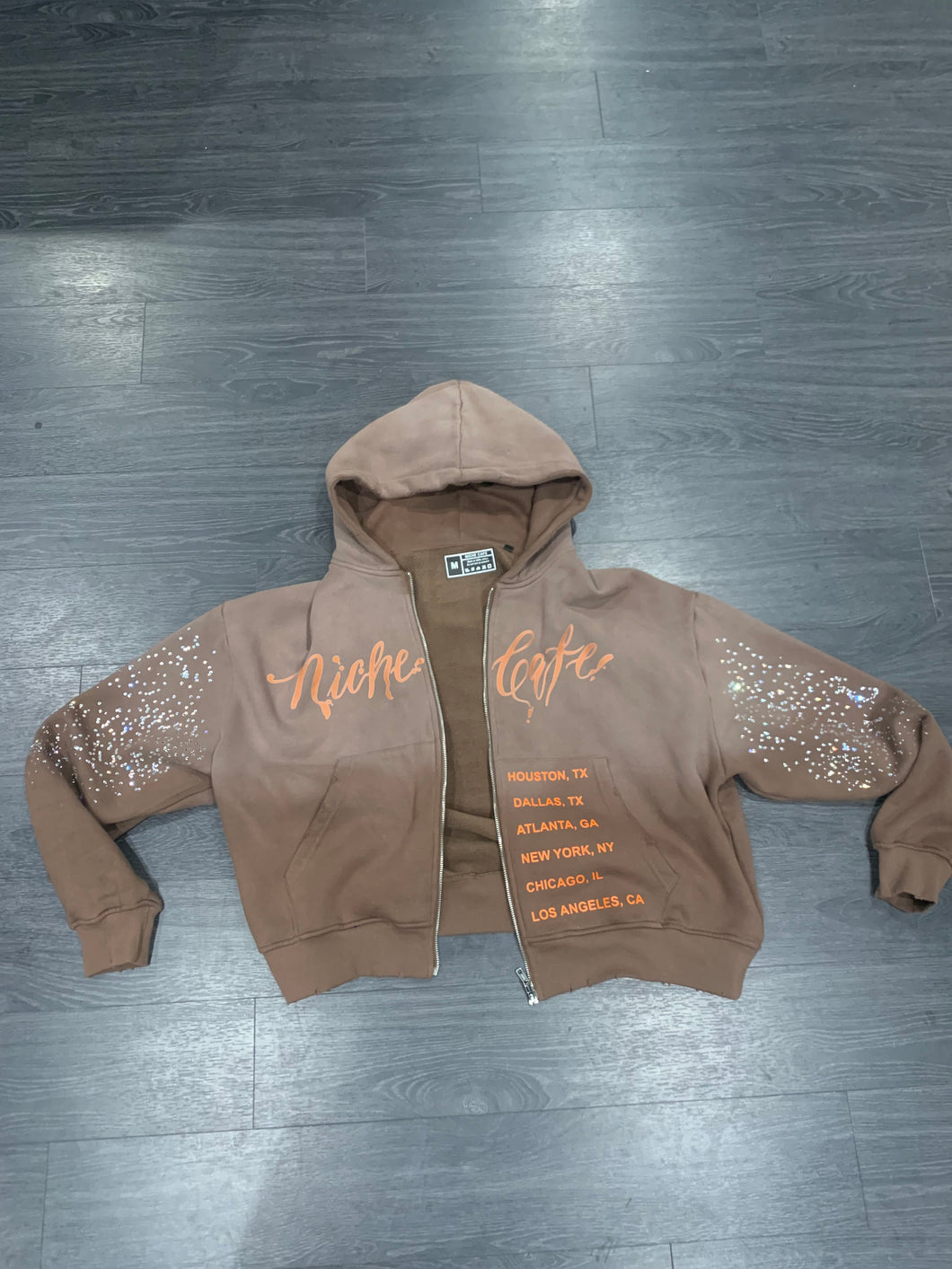 Mocha Sun-dried Rhinestone Hoodie